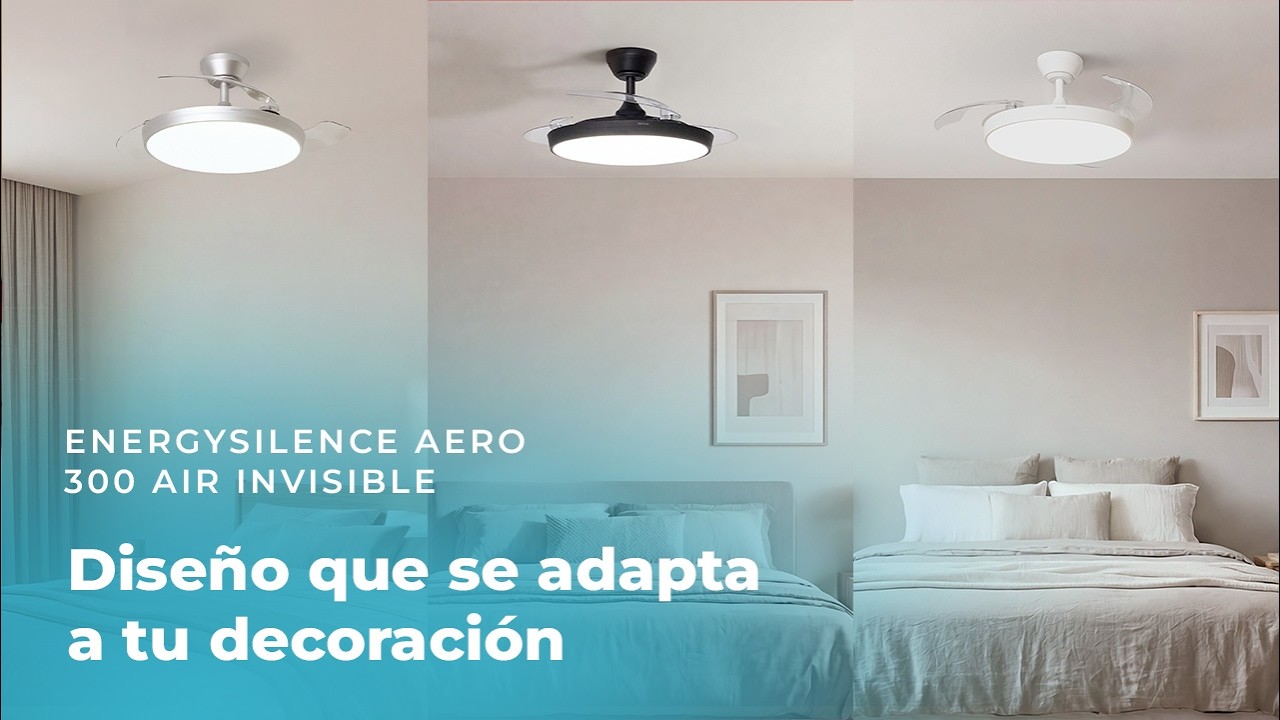 Ventilador de teto EnergySilence Aero 300 Air Invisible, 3 pás retráteis, com motor DC de 30W
