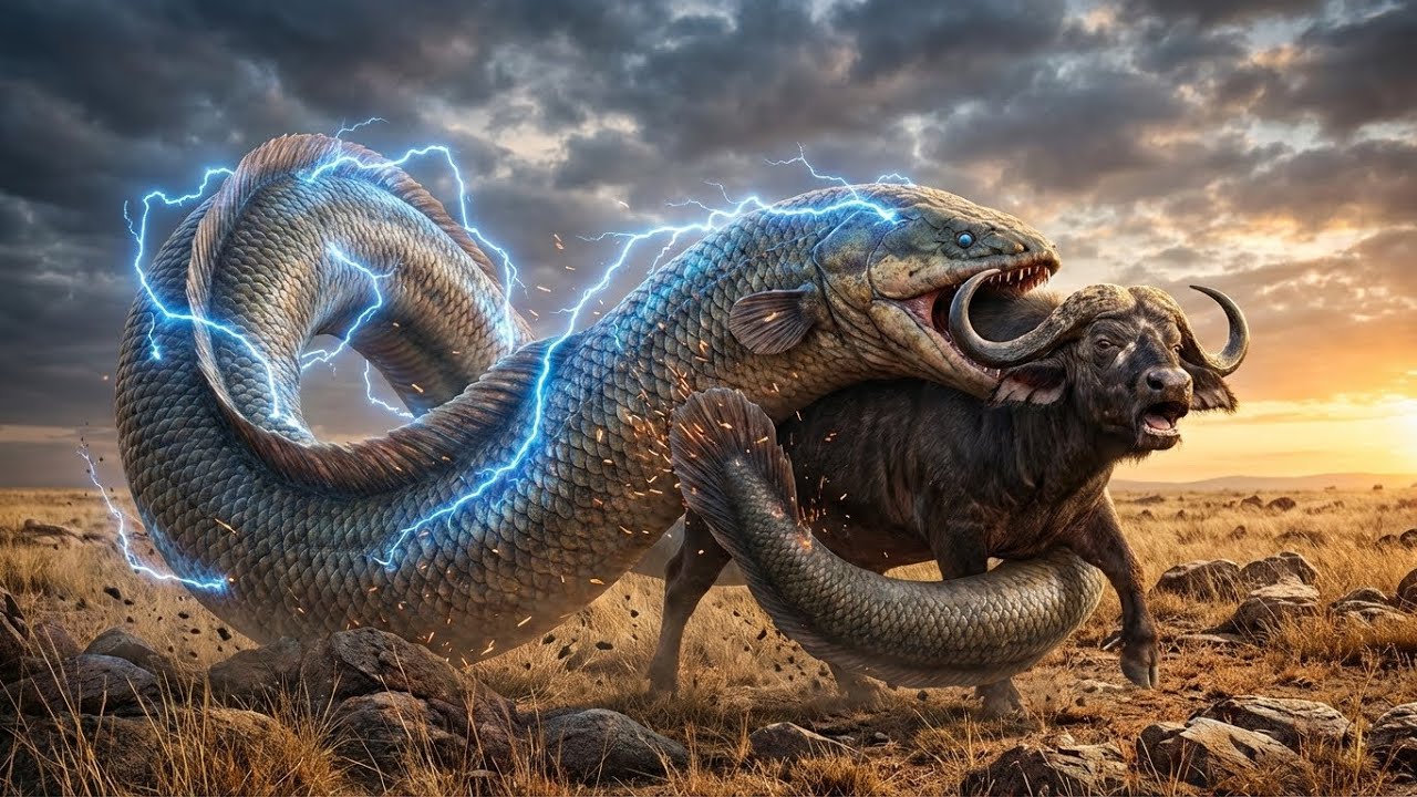 GIANT ELECTRIC FISH Attacks Buffalo 😱 | Lightning Beast Caught on Camera