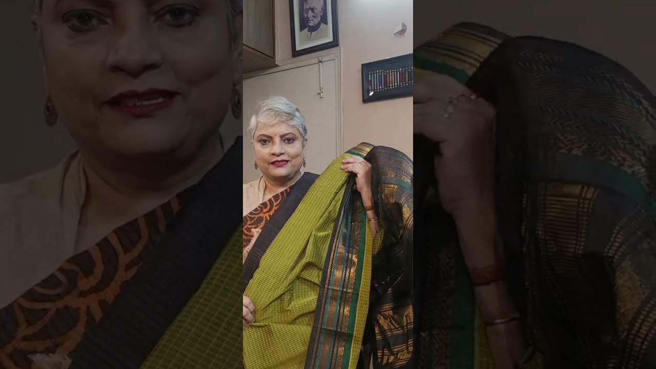 Сари Гадвал из чистого хлопка | Легкая коллекция Gadwal на ручном ткацком станке | Граница Кутту