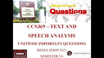 CCS369 Text and Speech Analysis Important Questions l Easy Pass
