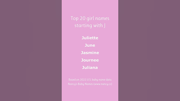 Top 20 girl names starting with J