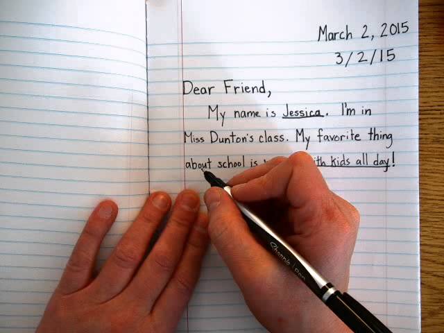 Friendly Letter Form (elementary) Writing Paper I