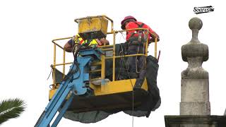 Demolição da Igreja de Nossa Senhora da Ajuda na freguesia de Pedro Miguel, ilha do Faial, Açores