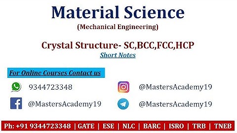 Crystal Structure | Materials | GATE | ESE | TRB | TNEB | ISRO | NLC | MECHANICAL #MastersAcademy