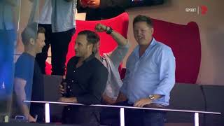 Chris Hemsworth Matt Damon enjoying AFL at Melbourne