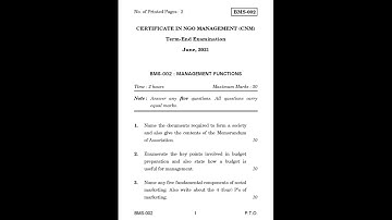 IGNOU BMS 002 Previous year Question Paper June 2021