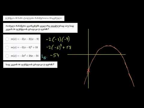 დამუშავებული მაგალითი: კვადრატული ფუნქციების დამახასიათებელი ნიშნები და ფორმები
