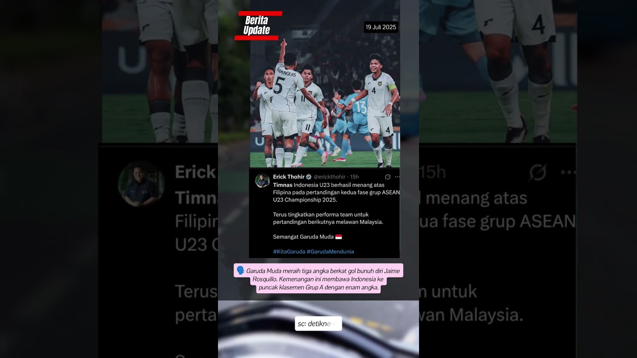 Berita update Olahraga. Timnas menang Tipis atas Filipina. 