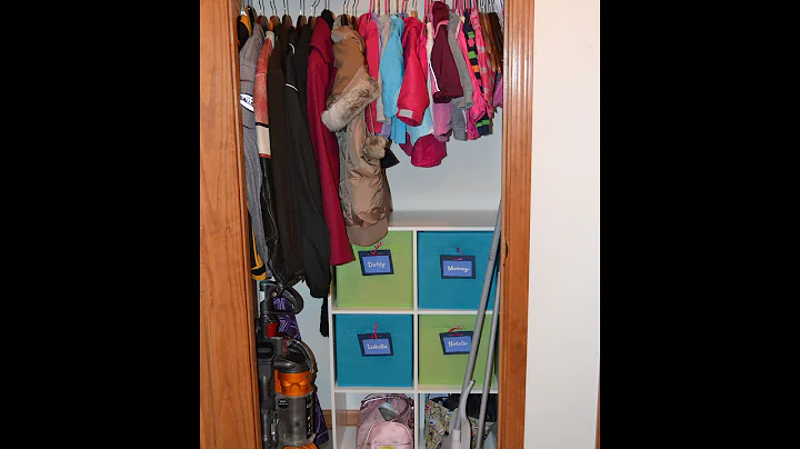 Small Coat Closet Organization for 2 children & 2 adults!