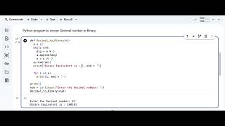 Decimal to Binary conversion in Python # Decimal #Binary #python #programming