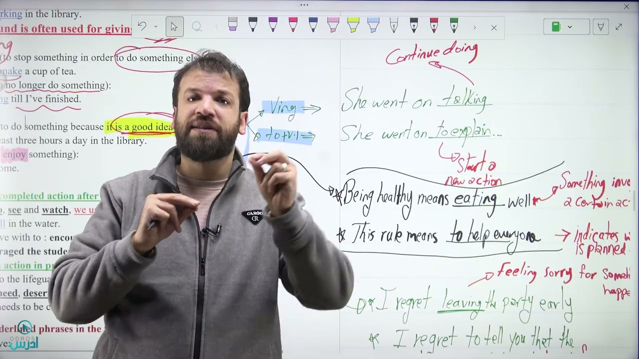 الوحدة الخامسة Gerund and Infinitive Part 2 P 1 2   الاستاذ احمد القصراوي