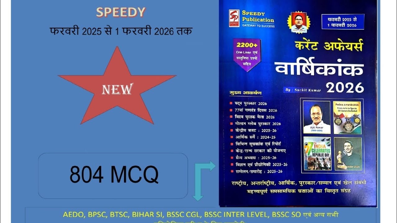 804 MCQ Speedy Current Affairs, SpeedyCurrent Affairs,FEB 2026kaCurrent FOR BPSC/BSSC/UPSC etc.Exams