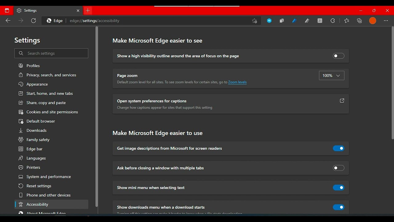 How to enable auto-generated image labels on Microsoft Edge
