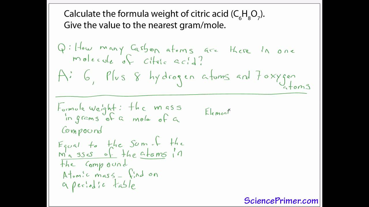 Example calculation of formula weight - YouTube
