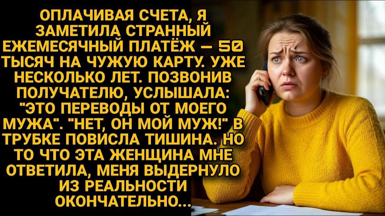 Была в шоке, обнаружив у мужа платежи по 50 тысяч в месяц на чужую карту. А найдя получателя...