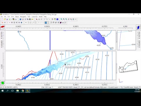 Pathline Simulation of Seepage Flow from a Tailings Dam with MODFLOW & MODPATH - Tutorial