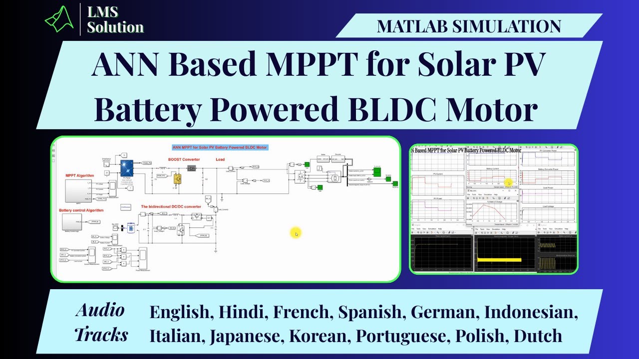 ⚡ MATLAB Simulation of ANN-Based MPPT for Solar PV–Battery Powered BLDC Motor ☀️🔋⚙️