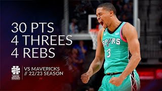 Keldon Johnson 30 pts 4 threes 4 rebs vs Mavericks 22/23 season