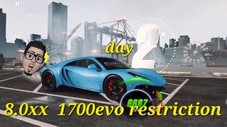 CSR2 DAY2 M500 - 8.0xx practice run with 1700 evo restriction for TOURNAMENT