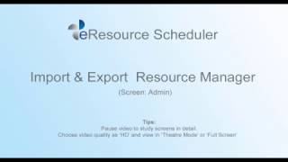 Import & Export Resource Manager - eRS Resource Planning Software