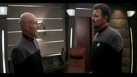 Captain Picard Say Goodbye to Captain Riker