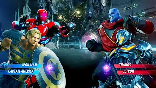 Iron Man & Captain America vs Thanos & Ultron (Very Hard) - Marvel vs Capcom | 4K UHD Gameplay
