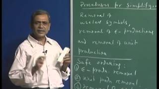 Mod-01 Lec-25 Elimination of unit productions. Converting a cfg into Chomsky normal form.