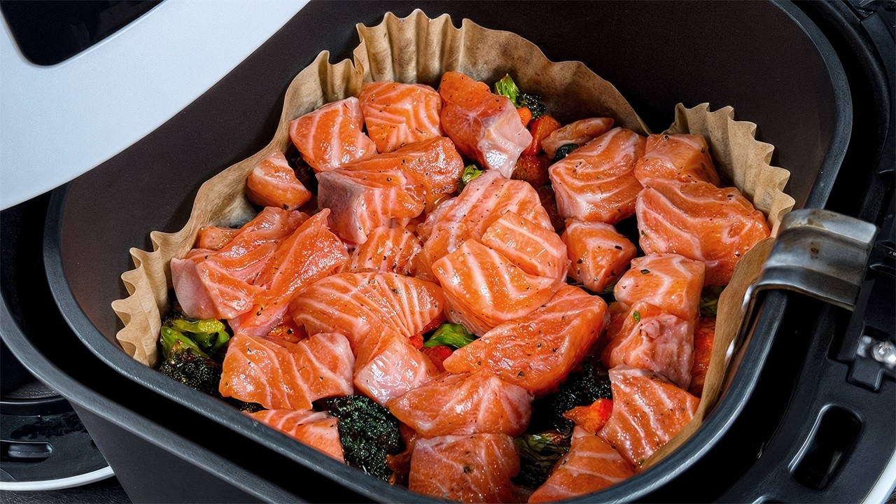Put Eggs, Salmon & Broccoli in the Air Fryer and THIS Happens… Healthy & Delicious Dinner Recipe!