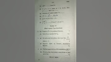 Number Theorey 2018||MSc Mathematics|| Kumaun University Nainital paper