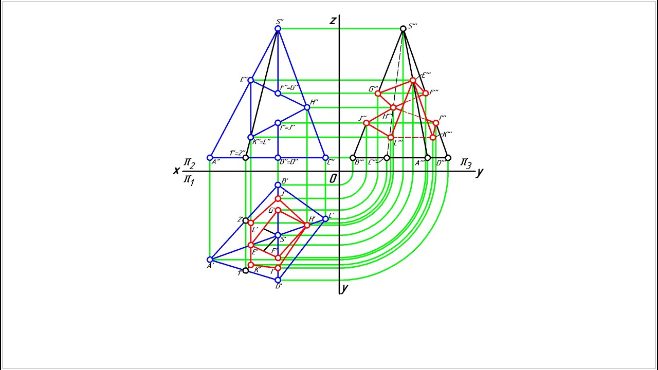 Пересечение пирамиды с призмой - YouTube