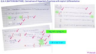 2.2.1 Q&A MAT238 & MAT438 (derivative of hyperbolic function & implicit differentiation)