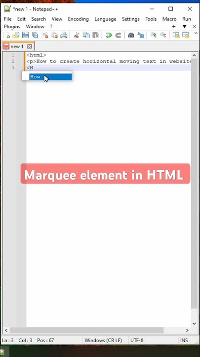 How to create Horizontal moving text in HTML document #coding #html # ...