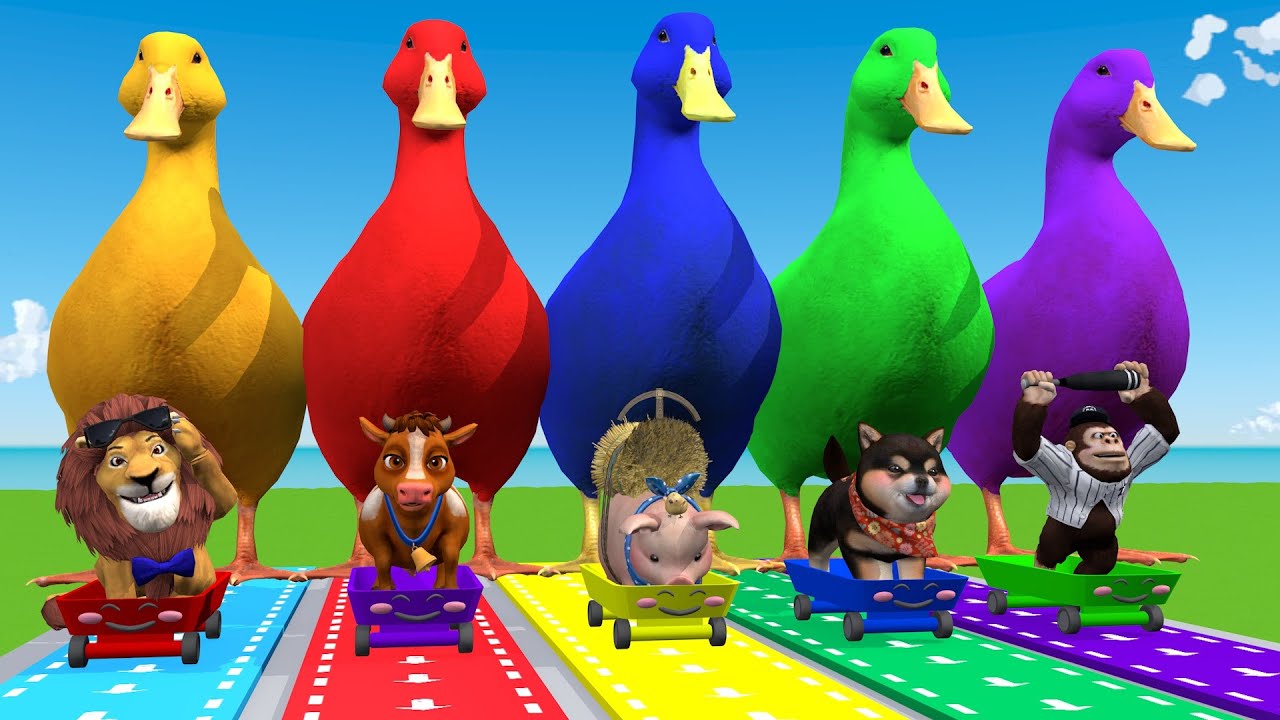 Long Slide Game With Cow Elephant Gorilla Hippopotamus Tiger 3d Animal Game Funny 3d Animals Top