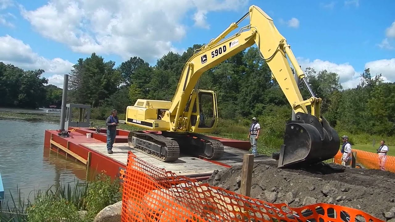 Excavator loaded onto Barge YouTube