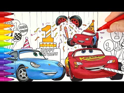 draw-cars-4-lightning-mcqueen,-sally-and-their-1-year-old-son-|-drawing-and-coloring-pages-for-kids