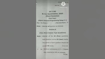 MGKVP BCA 3rd Sem Object Oriented Programming ( OOPs) PYQs || Question Paper 2025 PYQs