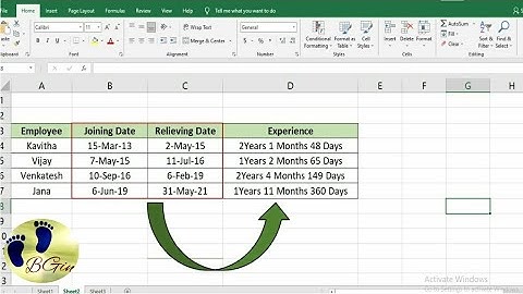 How to calculate Work Experience in Excel
