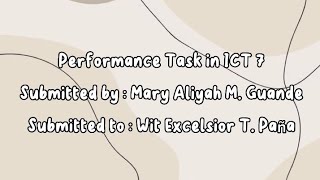 Performance Task in ICT 7