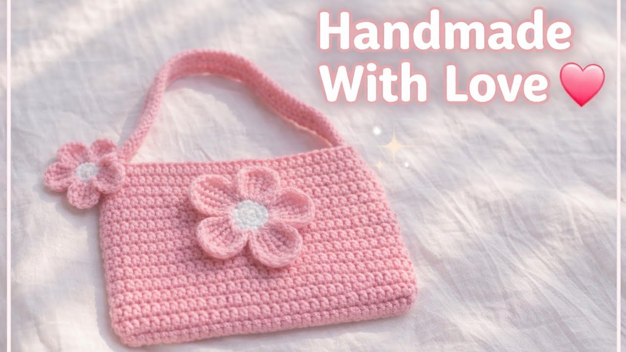 Cute Pink Crochet Flower Bag 🌸 | Handmade Aesthetic Purse Tutorial | Easy Crochet Handbag