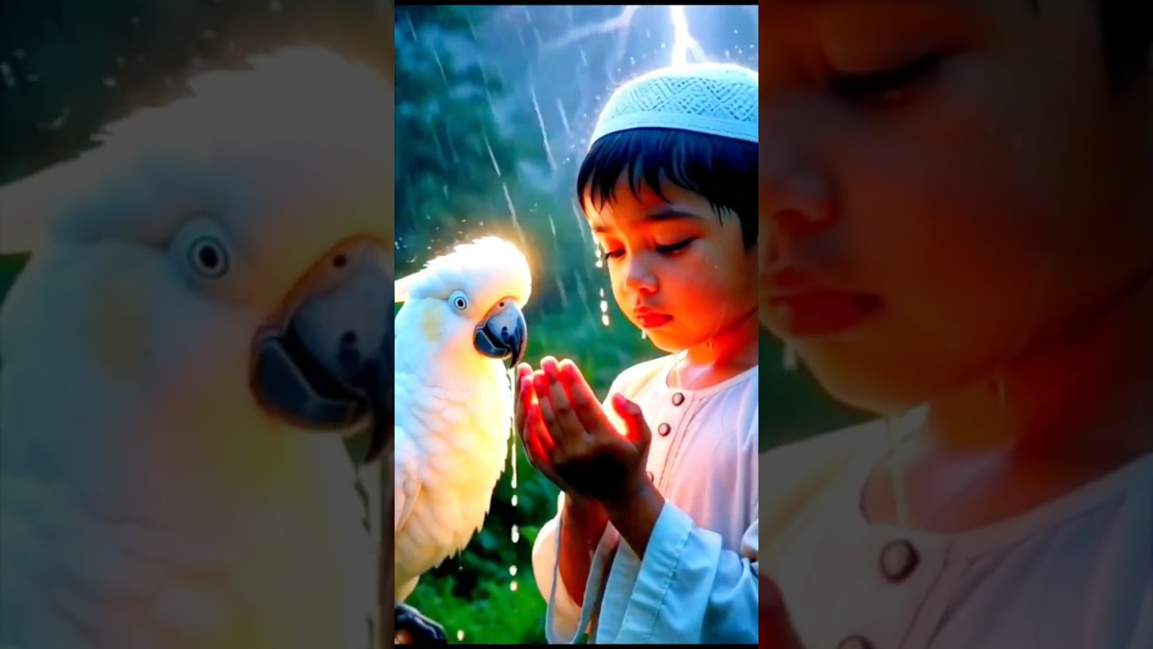 সূরা আল-হাশর 🤍 | বৃষ্টির মাঝে শিশুর নামাজ 🤲🌧️ | Peaceful Islamic Ai Shorts #shorts