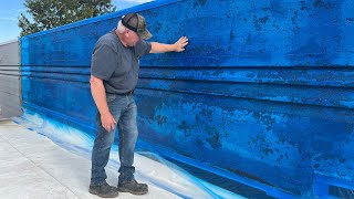 Ames Blue Max | Application on a Concrete Wall #elastomeric #liquidrubber #waterproofing