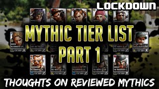 TWD RTS: Mythic Character Tier List, Part 1! The Walking Dead: Road to Survival Lockdown Conquest