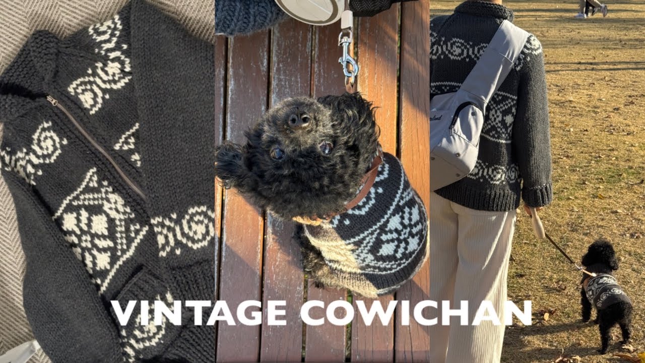 뜨개로그 ep.3 | 배색 사이의 겨울❄️ • 가나디랑 커플룩🐶 • 그물작업실 vintage cowichan