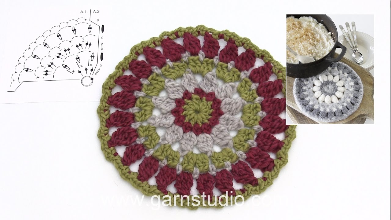 How to crochet a trivet for Christmas in DROPS Extra 01349 YouTube