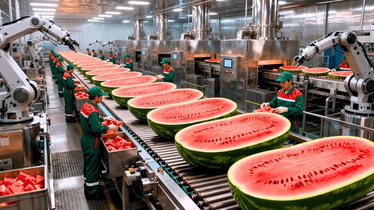 Inside a High-Tech Watermelon Factory: From Fresh Melons to Pure Red Juice (Full Process)