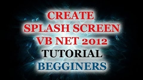 Creating a splash screen - VB NET 2012
