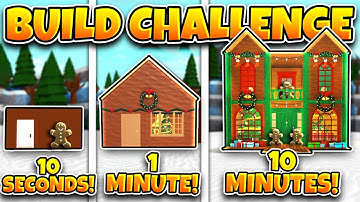 GINGERBREAD HOUSE BUILD OFF: 10 Seconds, 1 Minute, 10 Minutes Challenge! (Roblox Bloxburg Update)