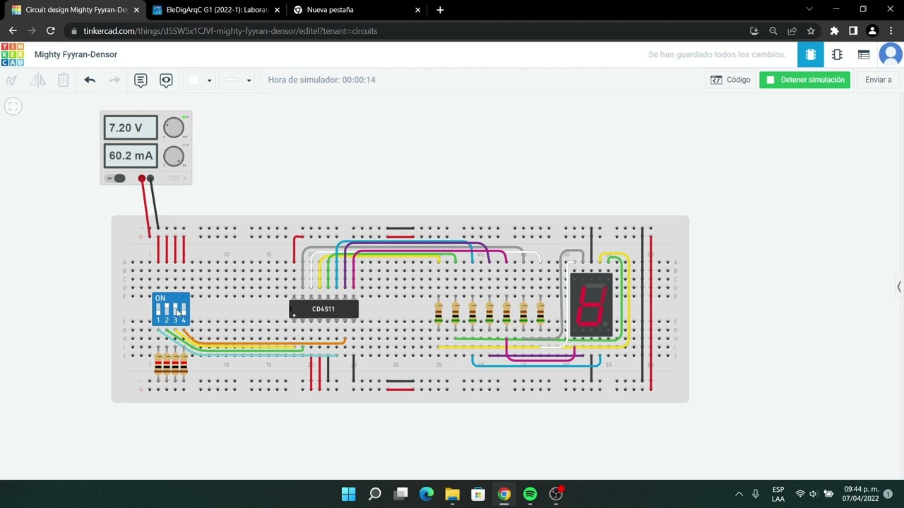 Simulación lab.3 display con conversor BCD - electrónica digital - YouTube
