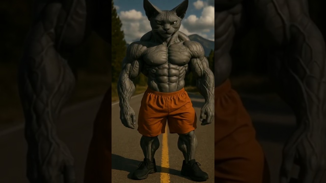 Weak cat turns into muscular cat 🏋|| Ai cat 