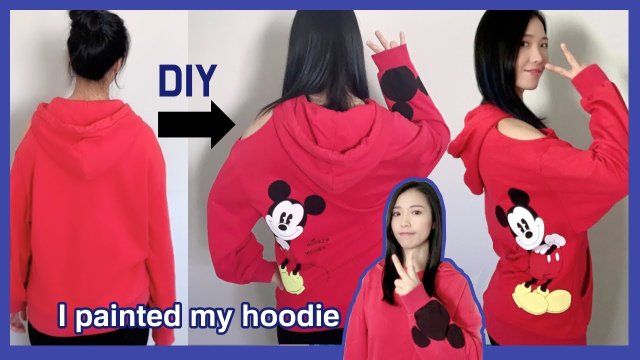 DIY hoodie paintHow To Paint a hoodieMickey Mouse Tutorial(Custom